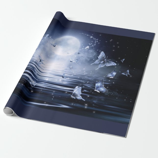 Papel De Presente Borboletas Voo da Lua (Desenrolado)