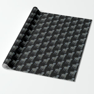 Papel De Presente Borda Cachorro Amarelo e Preto Linha Grelha Wrappi