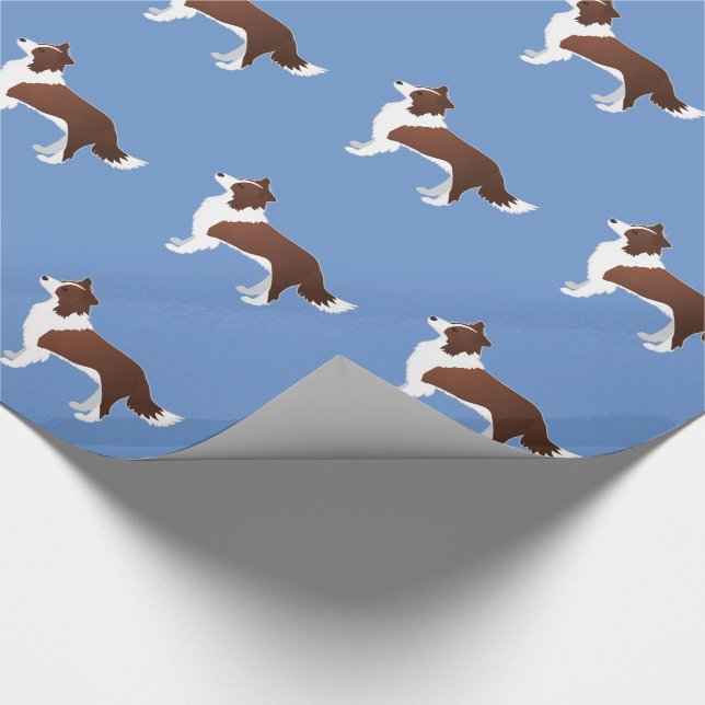 Papel De Presente Borda Collie Red Dog Breed Side View Silhouette (Ponta)