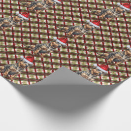 Papel De Presente Borda Terrier com Natal Vermelho e Verde