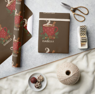 Papel De Presente Bordado russo Cacau de Natal com canela