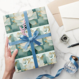 Papel De Presente Bordas de ouro de flor de lótus Feliz Aniversário