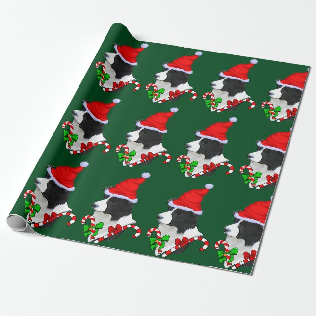 Papel De Presente Border Collie Christmas (Desenrolado)
