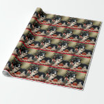Papel De Presente Border Collie Christmas<br><div class="desc">Fronteira Natal Collie,  design de férias coloridas.</div>