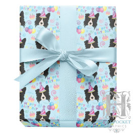 Papel De Presente Border Collie Wrapping Paper in Blue
