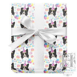 Papel De Presente Border Collie Wrapping Paper in White