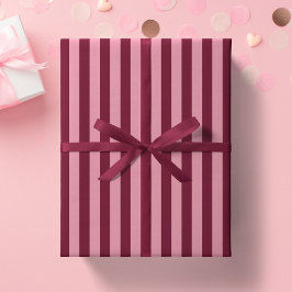 Papel De Presente Bordô e Listra Rosa Padrão Cereja Vermelho Ousado