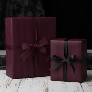 Papel De Presente Bordô Elegante em Listras Finas Bordô