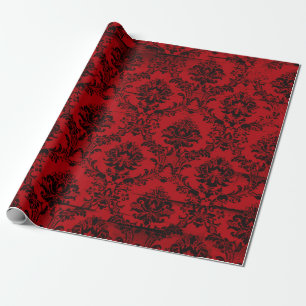 Papel De Presente Bordô Natalino Damask Vermelho