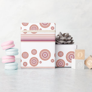 Papel De Presente Borgonha Rosa E Branca