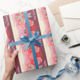 Papel De Presente Borgonha Vermelha Rosa E Laranja