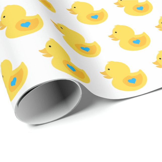 Papel De Presente Borracha Amarela e Azul Ducky (Ponta do rolo)