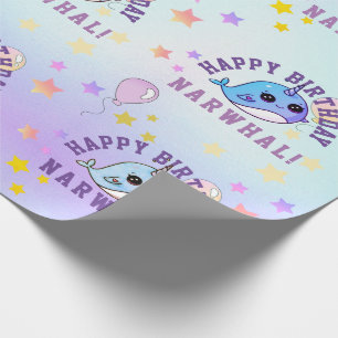 Papel De Presente Borracha Azul Roxo do Partido Estelar Narwhal Pers