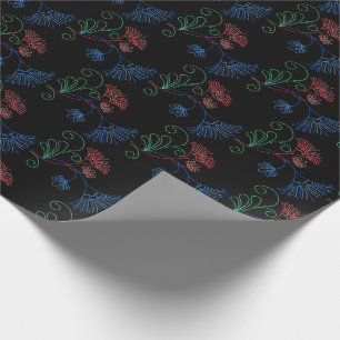 Papel De Presente borrão floral em papel de embalagem preto