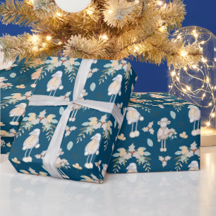 Papel De Presente Borregos de Natal em Azul