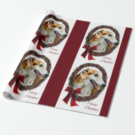 Papel De Presente Borzoi Christmas Wreath