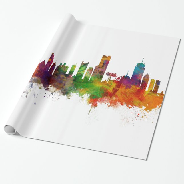 Papel De Presente Boston Massachusetts Skyline (Desenrolado)
