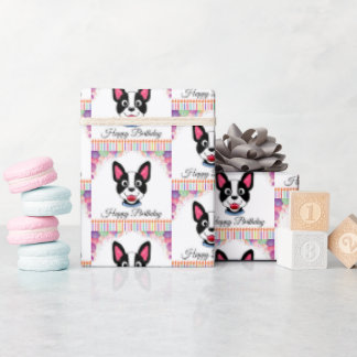 Papel De Presente Boston Terrier Birthday