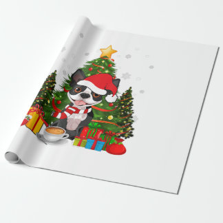 Papel De Presente Boston Terrier Dog Christmas É Gift Coffee Light