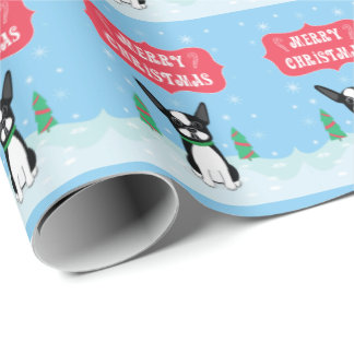 Papel De Presente Boston Terrier Feliz Natal