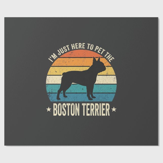 Papel De Presente Boston Terrier Gráfico Retro Amante de Cães_1 (Aberto)