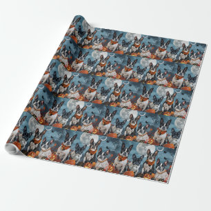 Papel De Presente Boston Terrier Halloween Assustador