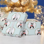 Papel De Presente Boston Terrier no Red Arco Tie Christmas<br><div class="desc">Um lindo padrão de Natal com um Boston Terrier cercado por uma coroa branca faz uma boa escolha de papel de embrulho para amantes de cachorros ou mesmo para embrulhar presentes para seu animal de estimação.</div>