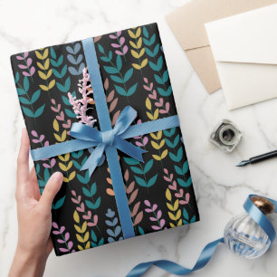Papel De Presente Botânica Colorida Deixa Aquarela Boho