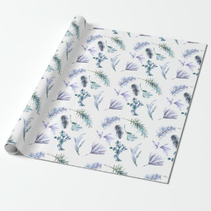 Papel De Presente Botânica de Pinheiro de Natal Roxo
