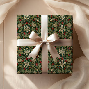 Papel De Presente Botânica Escura Vitoriana com framboesa vermelha W