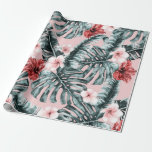 Papel De Presente Botânica Floral Floral da Ilha Tropical de Paraíso<br><div class="desc">papel de embrulho</div>