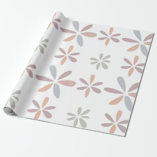 Papel De Presente Botânica Multicolor Pastel Abstrato Floral