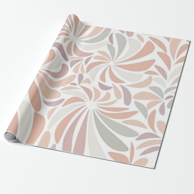 Papel De Presente Botânica Multicolor Pastel Abstrato Floral (Desenrolado)