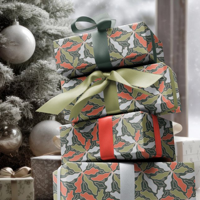 Papel De Presente Botânico Abstrato Colorido  (Colorful Abstract Botanical Wrapping Paper by Ricaso - a stunning modern holiday gift wrap )