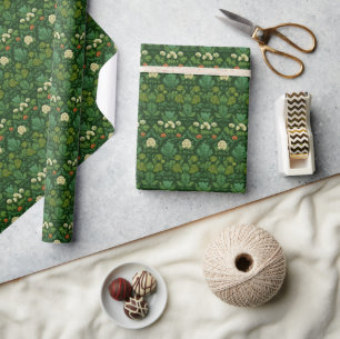 Papel De Presente Botânico Floral Verde Sereno