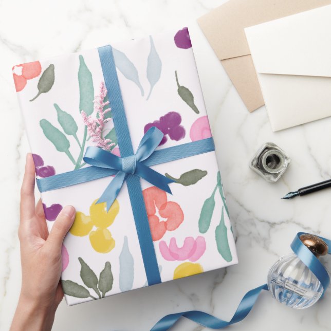Papel de Presente Botânico Pintado com Brilho (Presentear)
