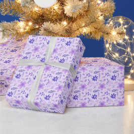 Papel De Presente Botânico Purple Floral Moderno Natal