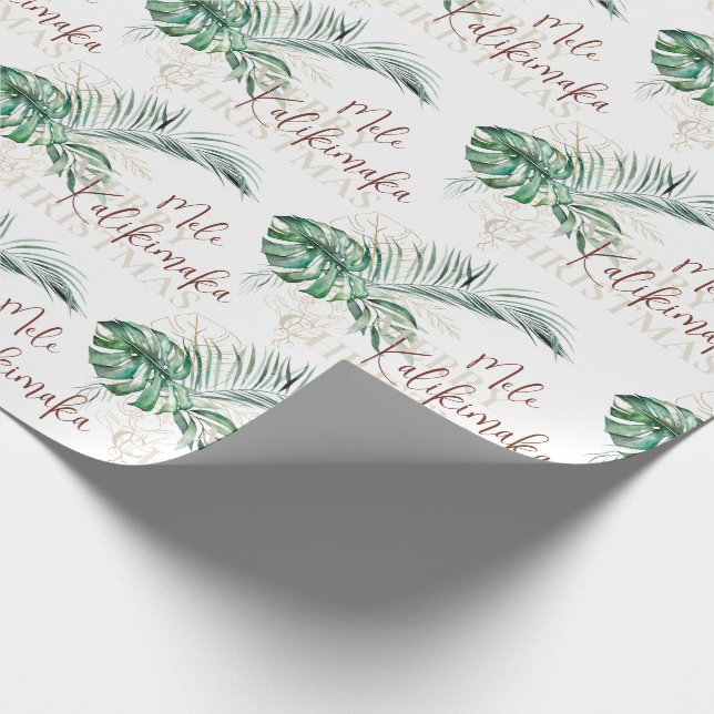 Papel De Presente Botânico Tropical Mele Kalikimaka | Natal (Ponta)