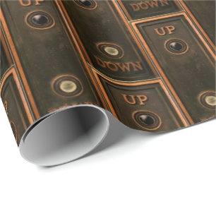 Papel De Presente Botão do elevador da Vintage chapa metálica de lat