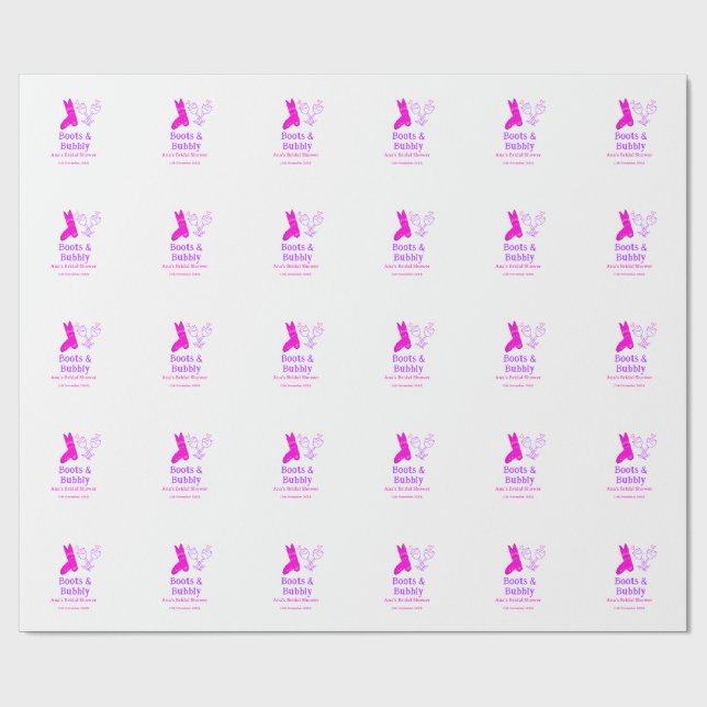 Papel De Presente Botas & champanhe espumante rosa chá de noiva (Aberto)