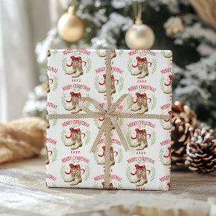 Papel De Presente Botas de Cowboy de Natal Ocidental