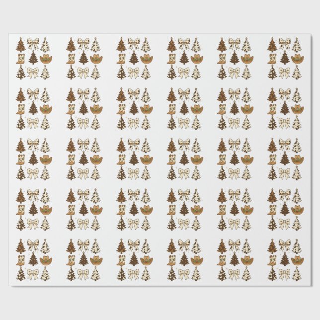 Papel De Presente Botas de Cowboy de Natal Ocidental Santa Natal (Aberto)