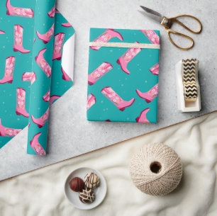 Papel De Presente Botas de cowboy e Flores