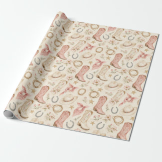 Papel De Presente Botas de Cowgirl de Nashville Rosa Aquarela Presen