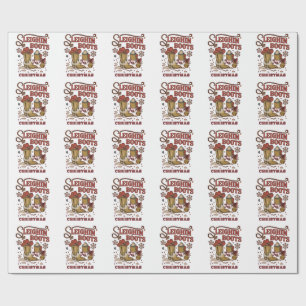 Papel De Presente Botas de Sleighin Neste Natal Engraçado Caubói do