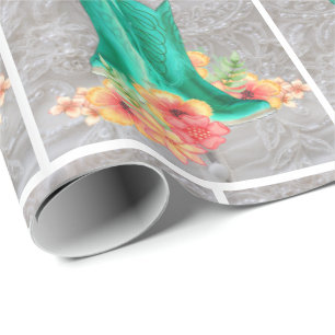 Papel De Presente Botas de vaqueiro ocidentais do casamento no fundo