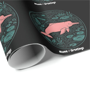 Papel De Presente Boto Golfinho do Rio Rosa Arte da Vida Selvagem Ma