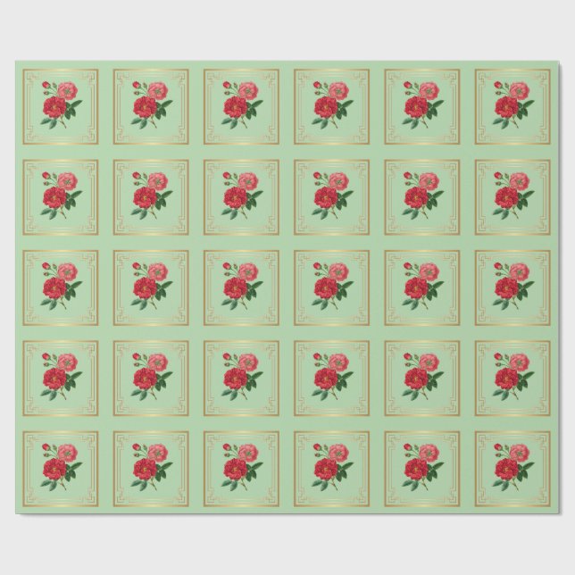 Papel De Presente Botões de Rosa Vermelha (Aberto)