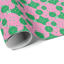 Botões Rosa e Verde Xadrez - Sala de Costura e Art