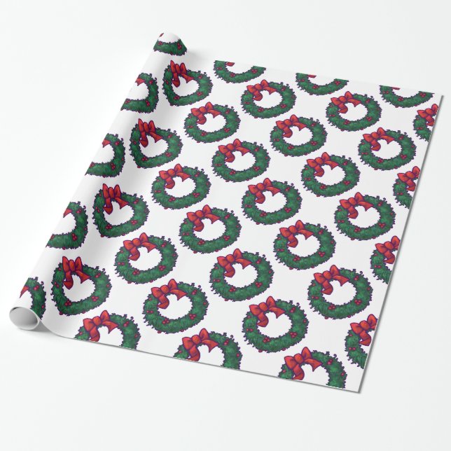Papel De Presente Boughs de Holly (Desenrolado)